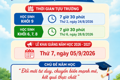 THÔNG BÁO NGÀY TỰU TRƯỜNG VÀ KHAI GIẢNG NĂM HỌC 2026-2027